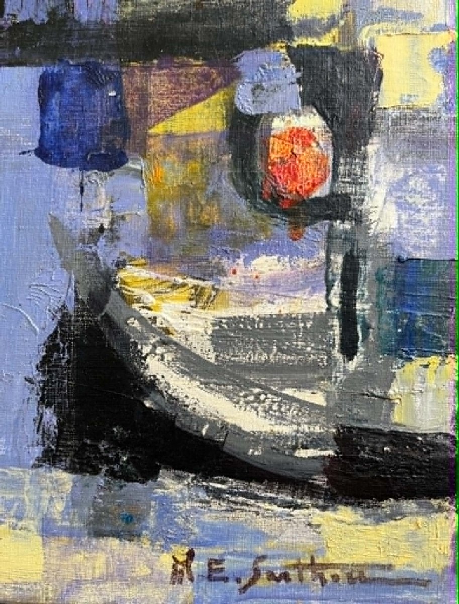 Maurice-Elie SARTHOU (Bayonne 1911 – Paris 1999) Le canal (remorqueur ciel violet) HST 54x73 cm-photo-2