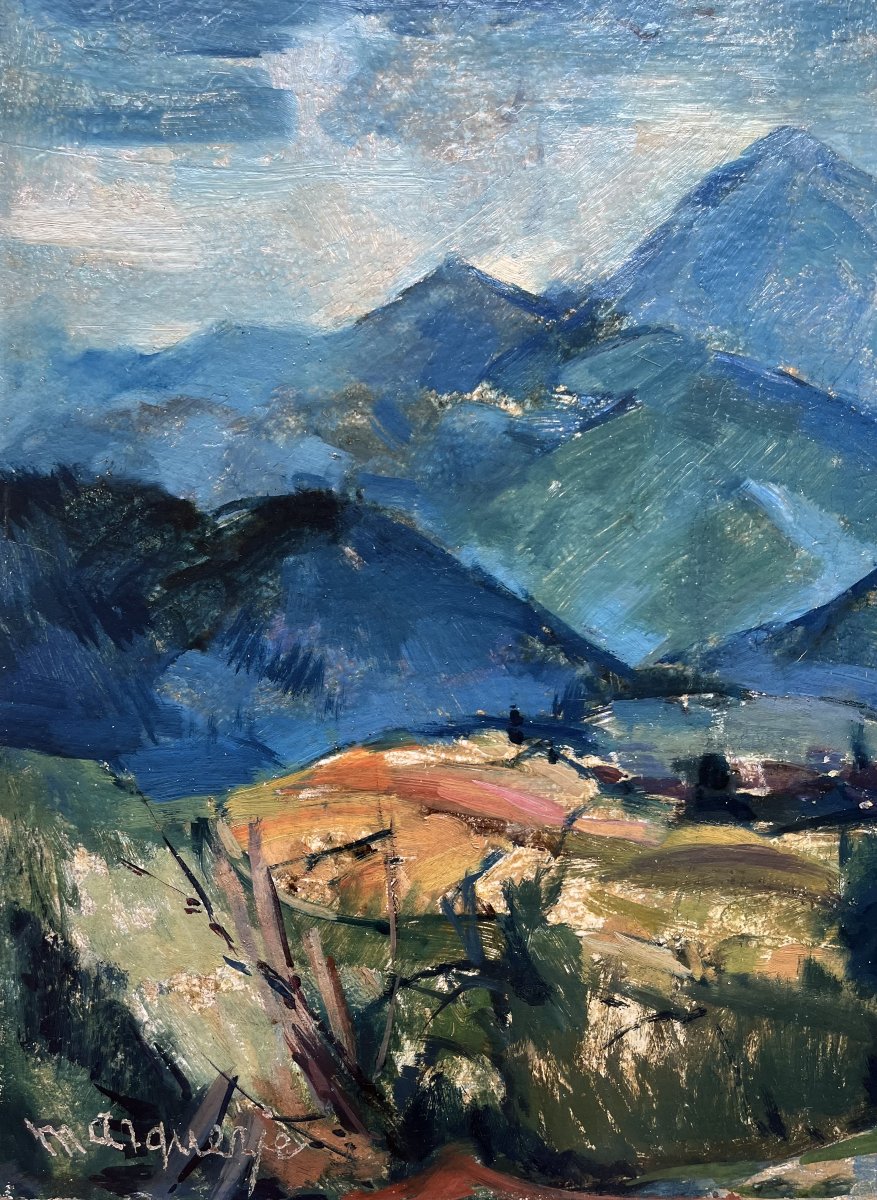 Jean Marquerie (1905–1968)  Pic Du Midi De Bigorre And Pic Montaigu, Pyrenees Oil/panel 47x65 -photo-2