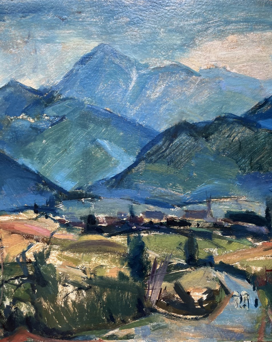 Jean Marquerie (1905–1968)  Pic Du Midi De Bigorre And Pic Montaigu, Pyrenees Oil/panel 47x65 -photo-3
