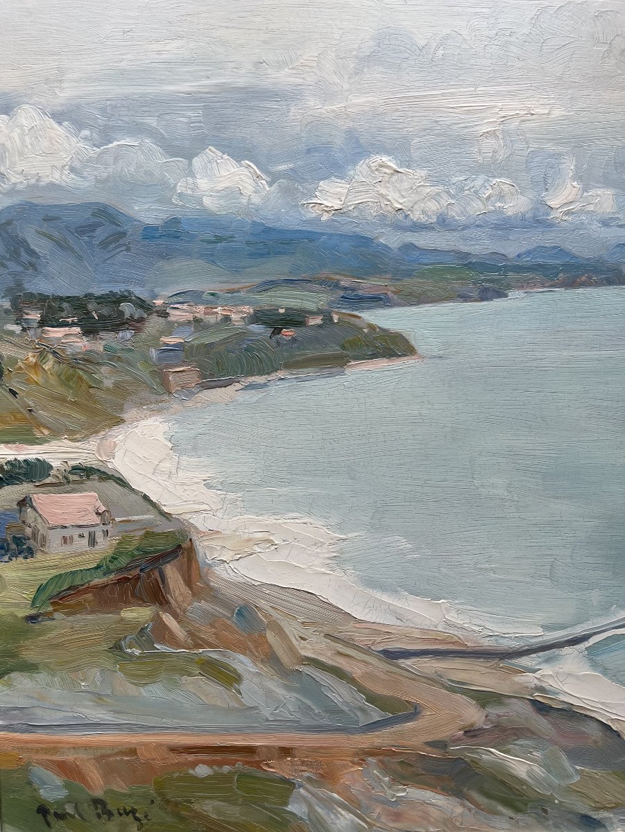 Paul BAZE (Paris 1901 -  Cambo 1985) La côte depuis Bidart - Pays basque - HSP 46 x 54,5 cm-photo-3
