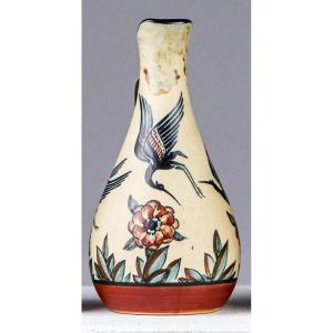 Ciboure, Rare Pitcher Decorated With Birds, "very Chic", Fischer Period, H: 17cms