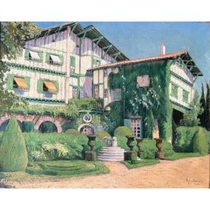 Jean Calame (1890-1973) - "villa Arnaga - Cambo- Basque Country"  Oil On Canvas (1922) - 60x73 