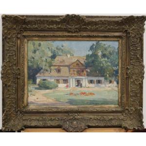 Bronisława Rychter-Janowska (1868-1953) "Manoir en Pologne" HSC signée / datée 1920, 46x35 cms