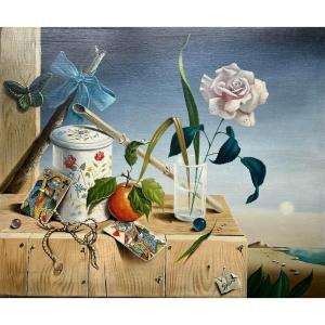 Georges Spiro (1909-1994) - Ecole Polonaise - "Nature morte surréaliste"- HST SBD - 54x45 Cm