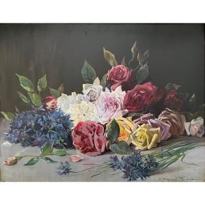 Xavier Desparmet Fitz-Gerald (Beguey 1861-Hendaye 1941) « Bouquet » Pays basque HSP 46x36 cm