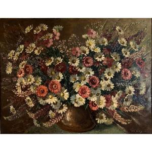 Jean Rigaud (bordeaux 1912 - Paris 1999) Flowers In A Vase (1942) Oil On Canvas 89x116 Cm