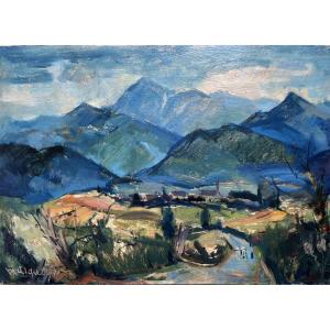 Jean MARQUERIE (1905-1968) Le pic du Midi de Bigorre et le pic Montaigu Pyrénées HSP 47x65 cm