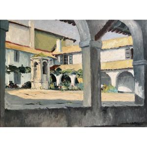 André Delauzieres (paris 1904 – Lauzieres 1941) The Récollets Cloister In Ciboure Oil /canvas