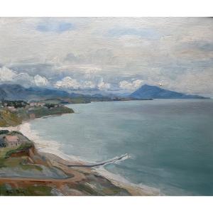 Paul BAZE (Paris 1901 - Cambo 1985) La côte depuis Bidart - Pays basque - HSP 46 x 54,5 cm