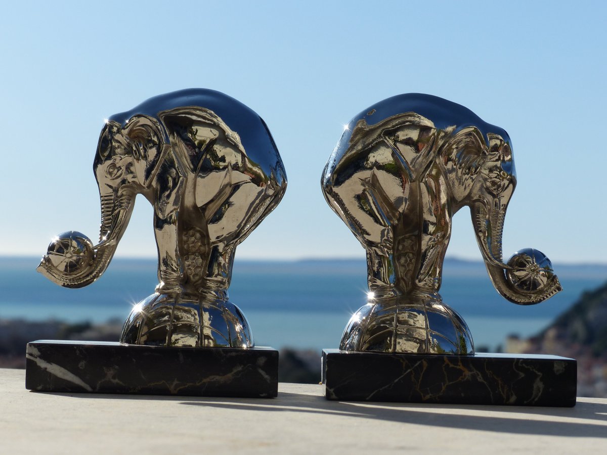 Pair Of Art Deco Elephants Bookends-photo-4