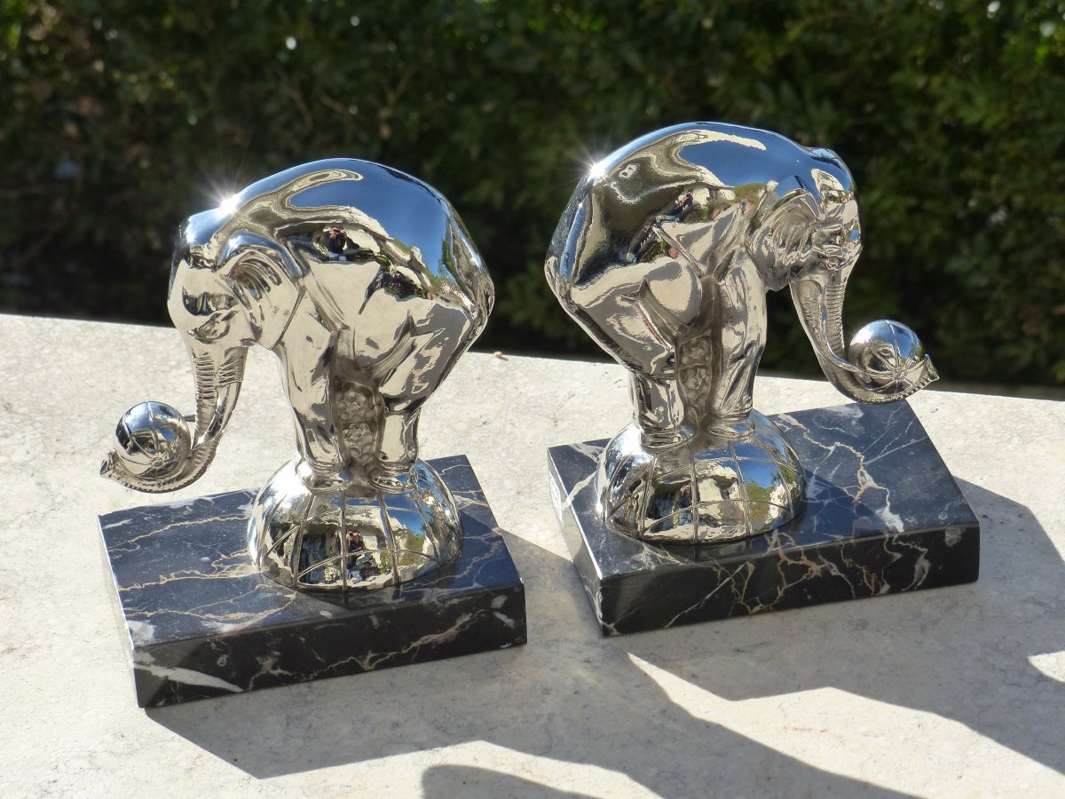 Pair Of Art Deco Elephants Bookends-photo-1