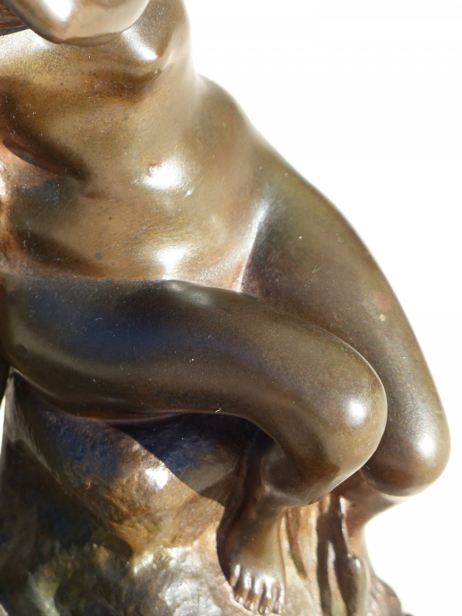 Art Nouveau Bronze Mirror Woman And Flowers-photo-1