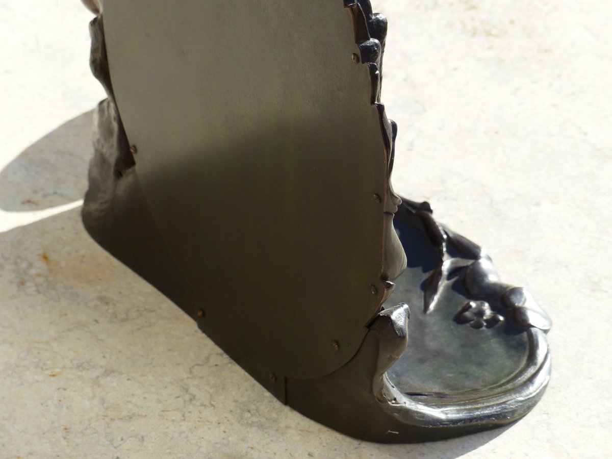 Art Nouveau Bronze Mirror Woman And Flowers-photo-4