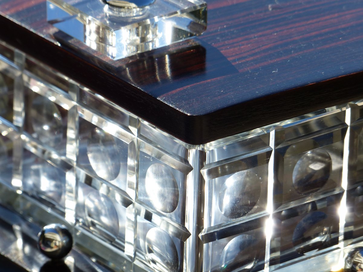 1930 Art Deco Box Crystal & Macassar-photo-3