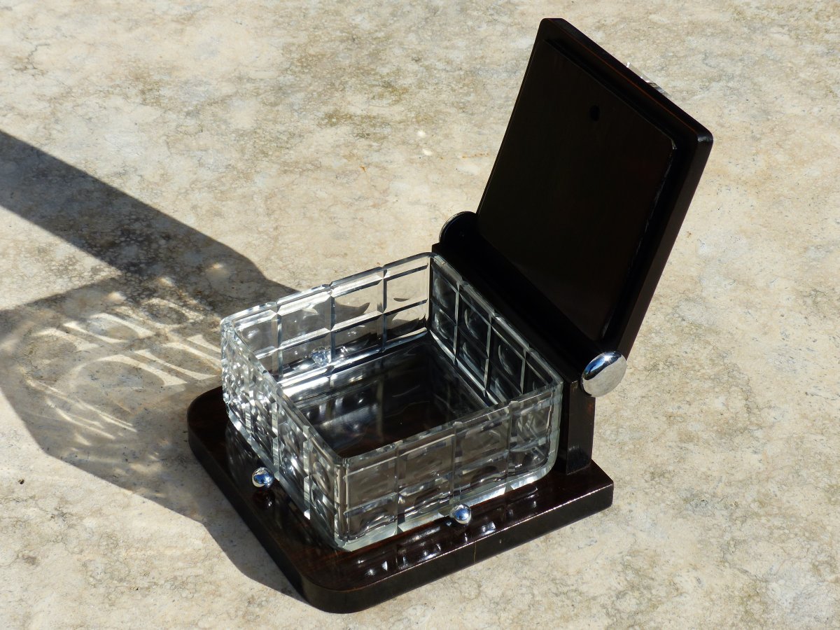 1930 Art Deco Box Crystal & Macassar-photo-4