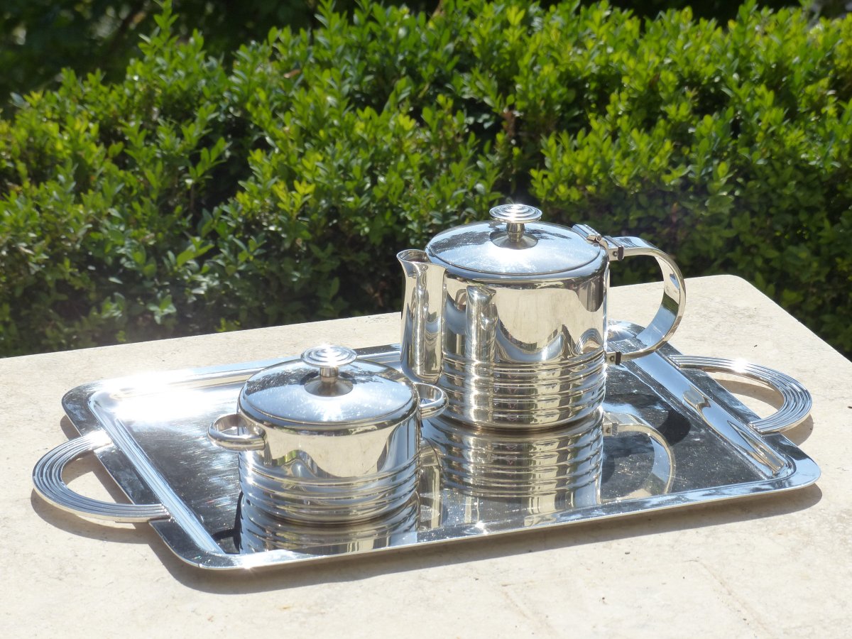 Christofle Ondulation Art Deco Tea Service 1935 Luc Lanel