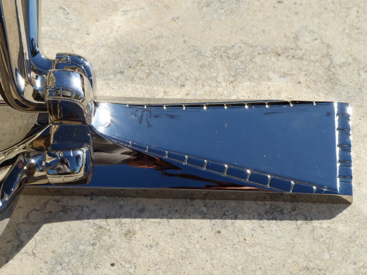 Paire d'Appliques Art Déco 1930 Schneider Bronze Nickelé-photo-1