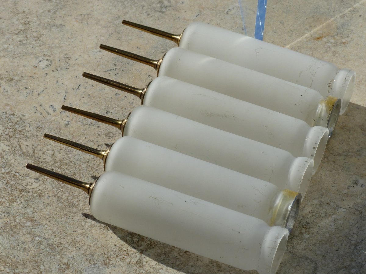 Large Pair Of Wall Lights 1950 In Brass-photo-6