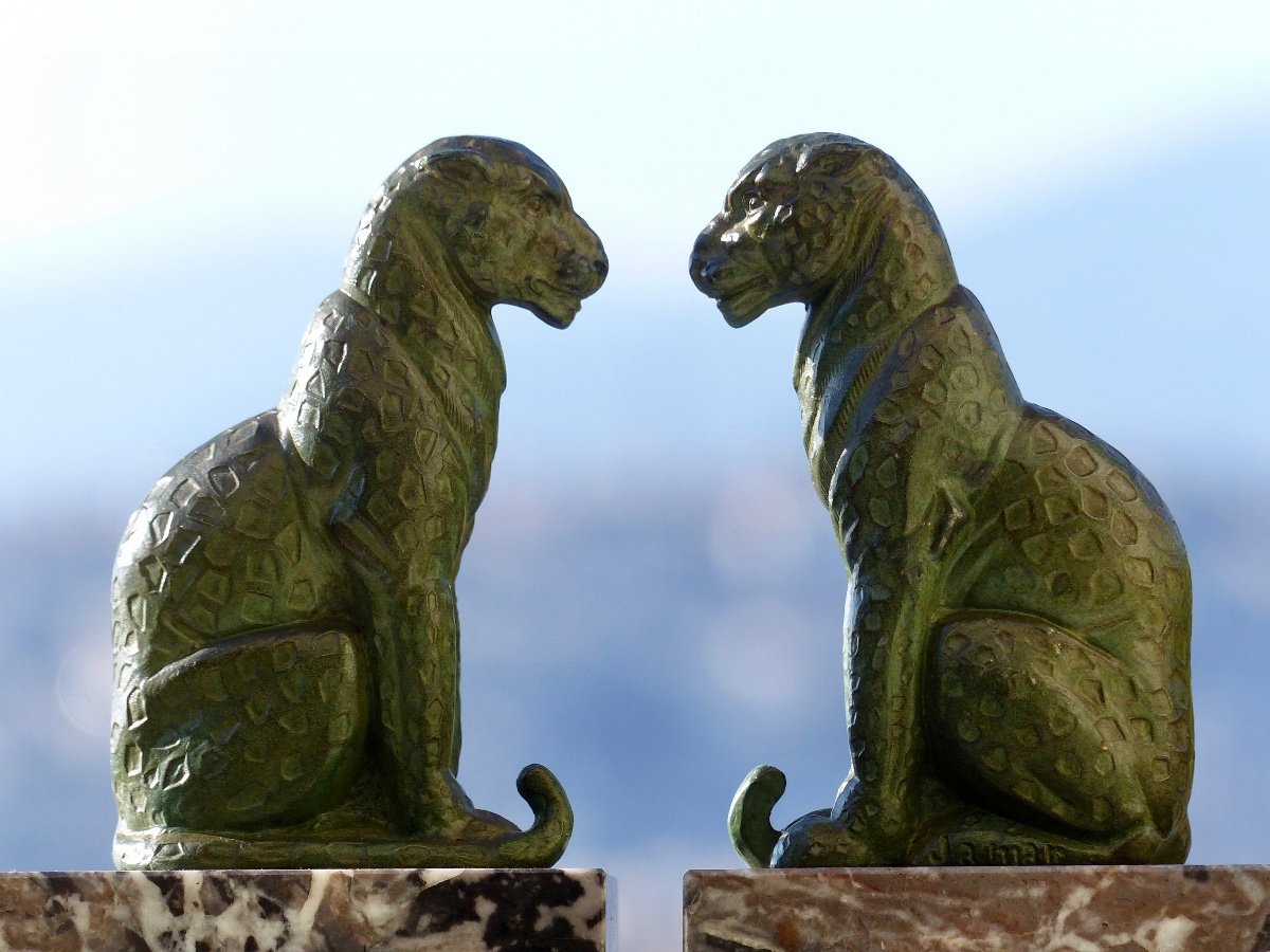 Serre-livres Art Déco Panthères 1930-photo-1