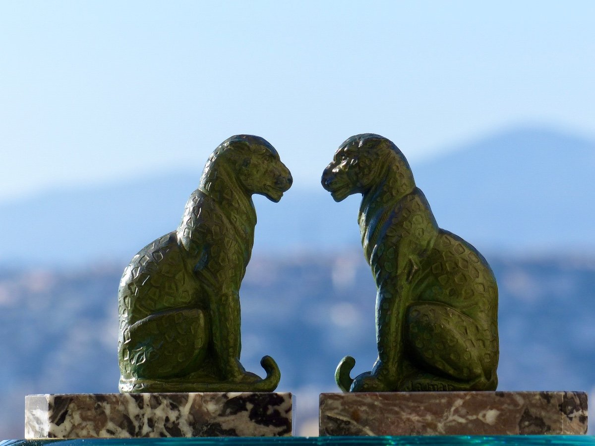 Serre-livres Art Déco Panthères 1930-photo-2