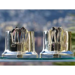 Paire De Dessous De Bouteilles W.m.f. Sécession 1910 