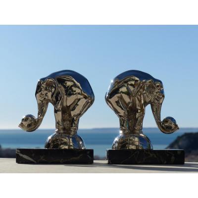Pair Of Art Deco Elephants Bookends