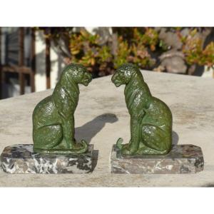 Serre-livres Art Déco Panthères 1930