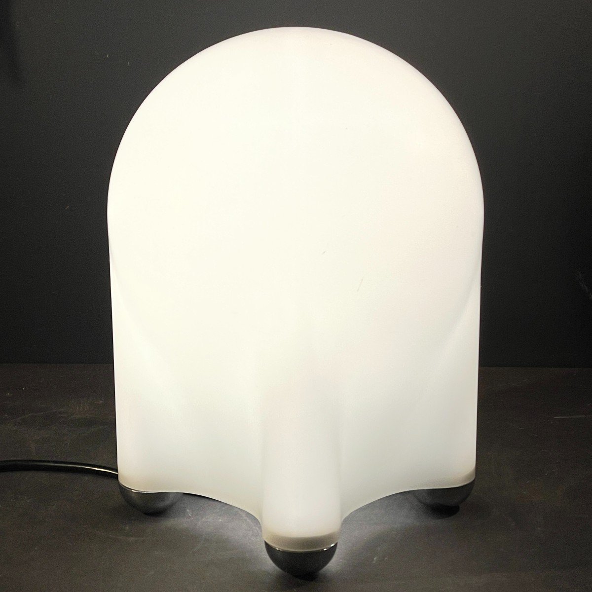 Giotto Stoppino "Drop" pour Tronconi, Lampe de Table en Verre Doublé Opalin, 1976-photo-3