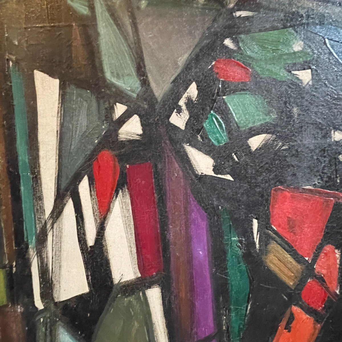 Ferdinand Vonck, Abstract Painting, Oil Painting On Canvas, Ca 1950-photo-3