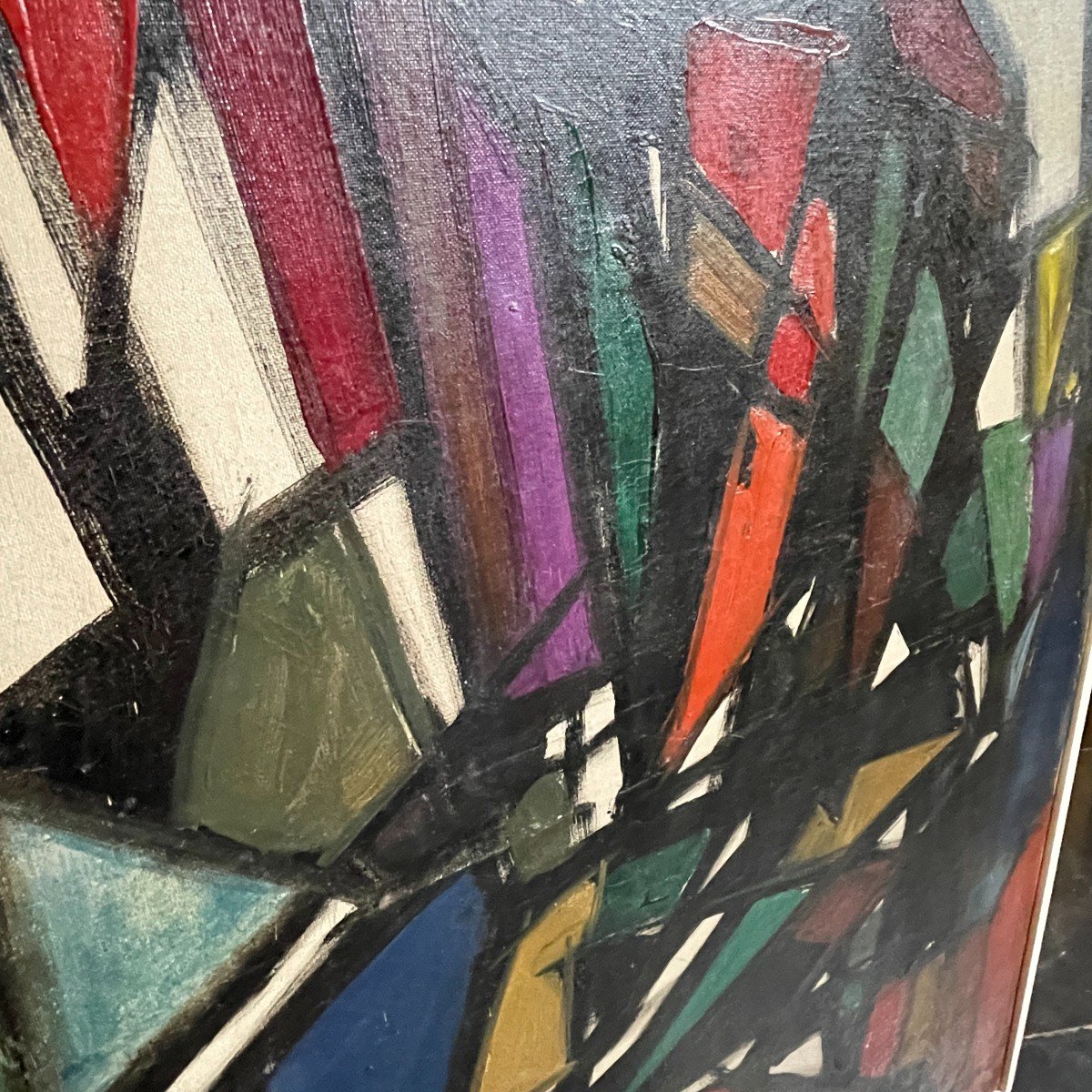 Ferdinand Vonck, Abstract Painting, Oil Painting On Canvas, Ca 1950-photo-1