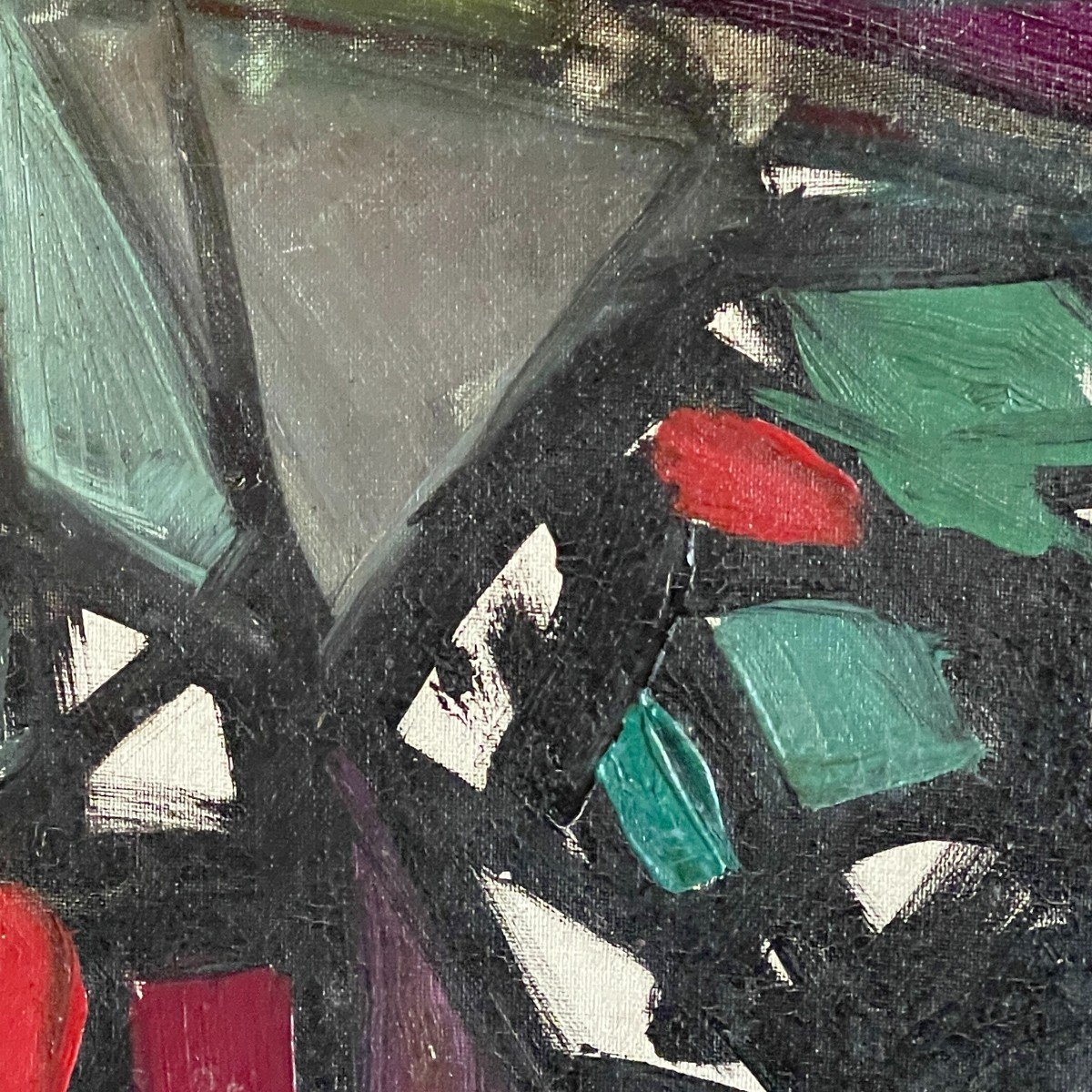 Ferdinand Vonck, Abstract Painting, Oil Painting On Canvas, Ca 1950-photo-2