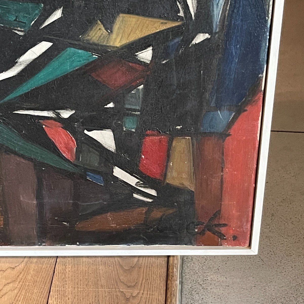 Ferdinand Vonck, Abstract Painting, Oil Painting On Canvas, Ca 1950-photo-4