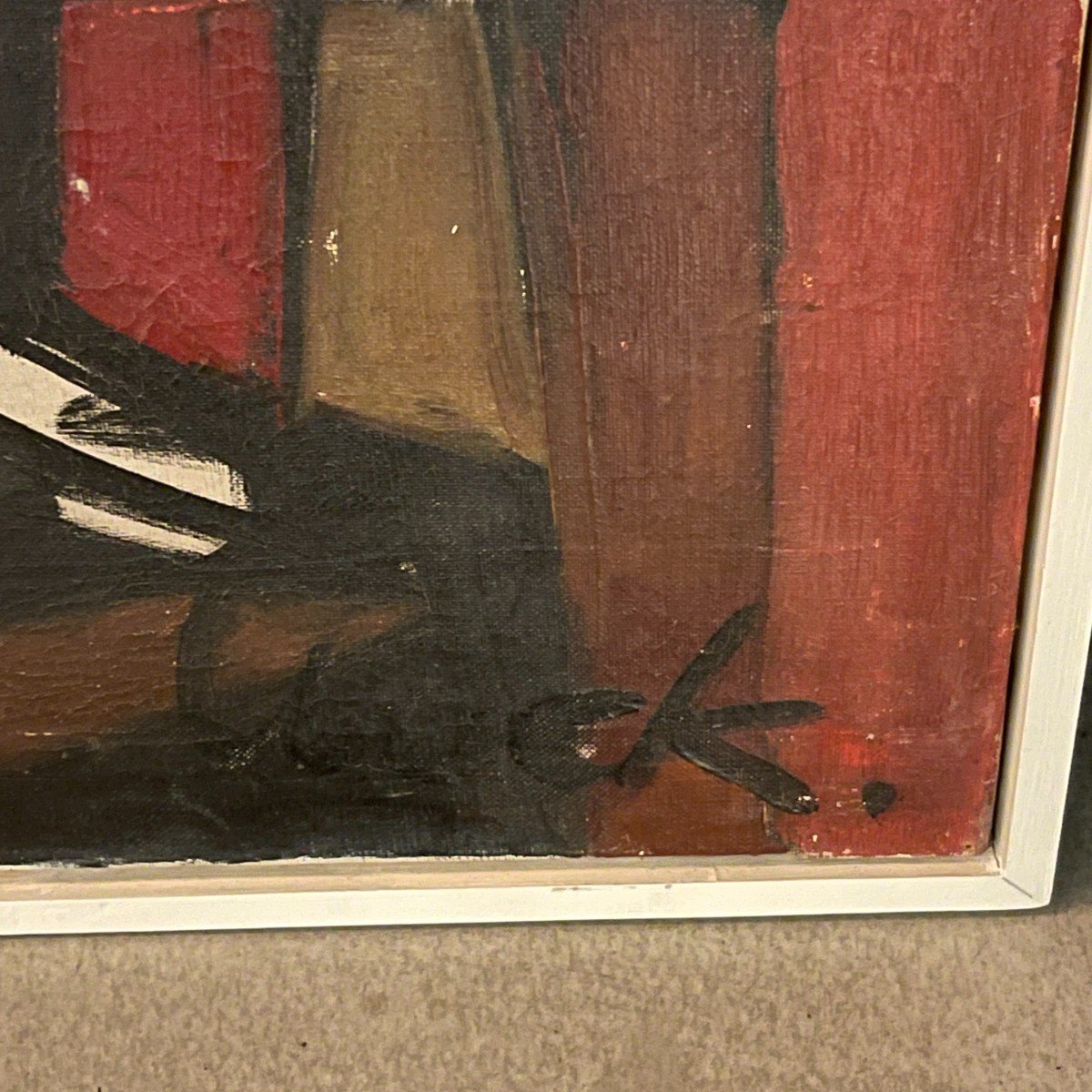 Ferdinand Vonck, Abstract Painting, Oil Painting On Canvas, Ca 1950-photo-6