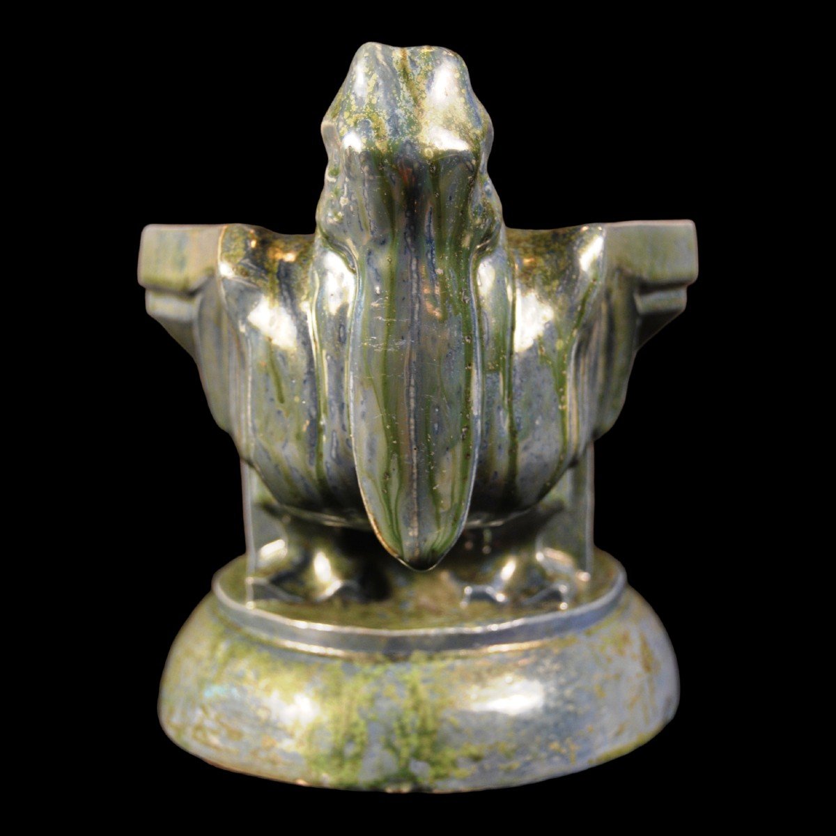 Roger Guerin, Pelican Planter Sculpture, Art Deco Bouffioulx Sandstone, Ca 1925-photo-4