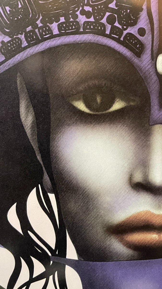 Jef Van Tuerenhout " Visage De Femme " épreuve d'Artiste Sérigraphie, Ca 1970-photo-2