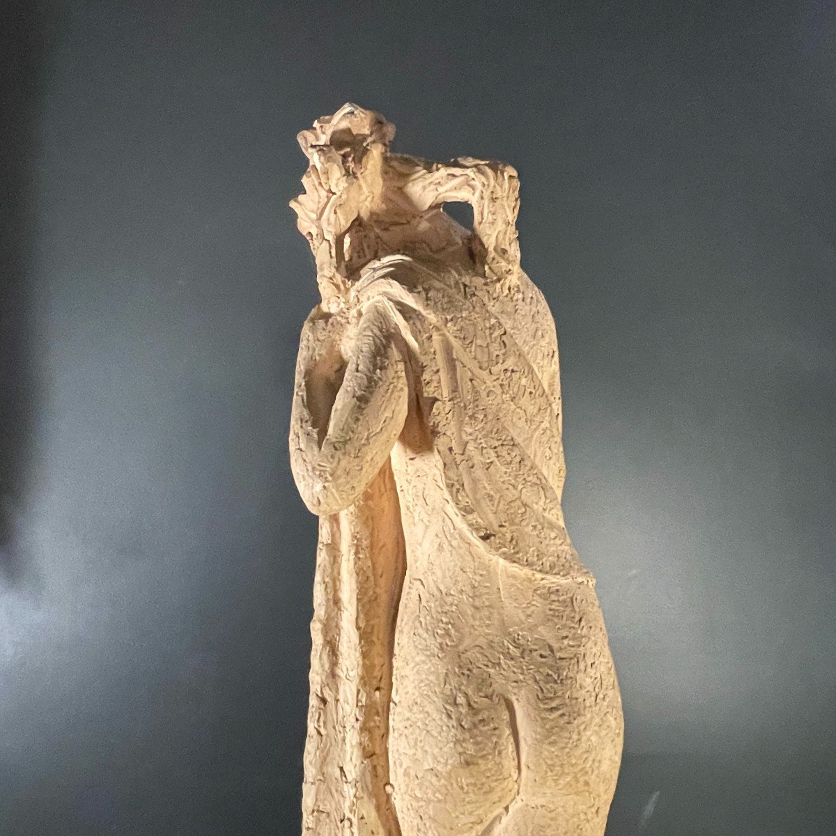 Alphonse Darville " Femme Nue Drapée " Sculpture d'Atelier, Terre Cuite, Pièce Unique, 1959-photo-3