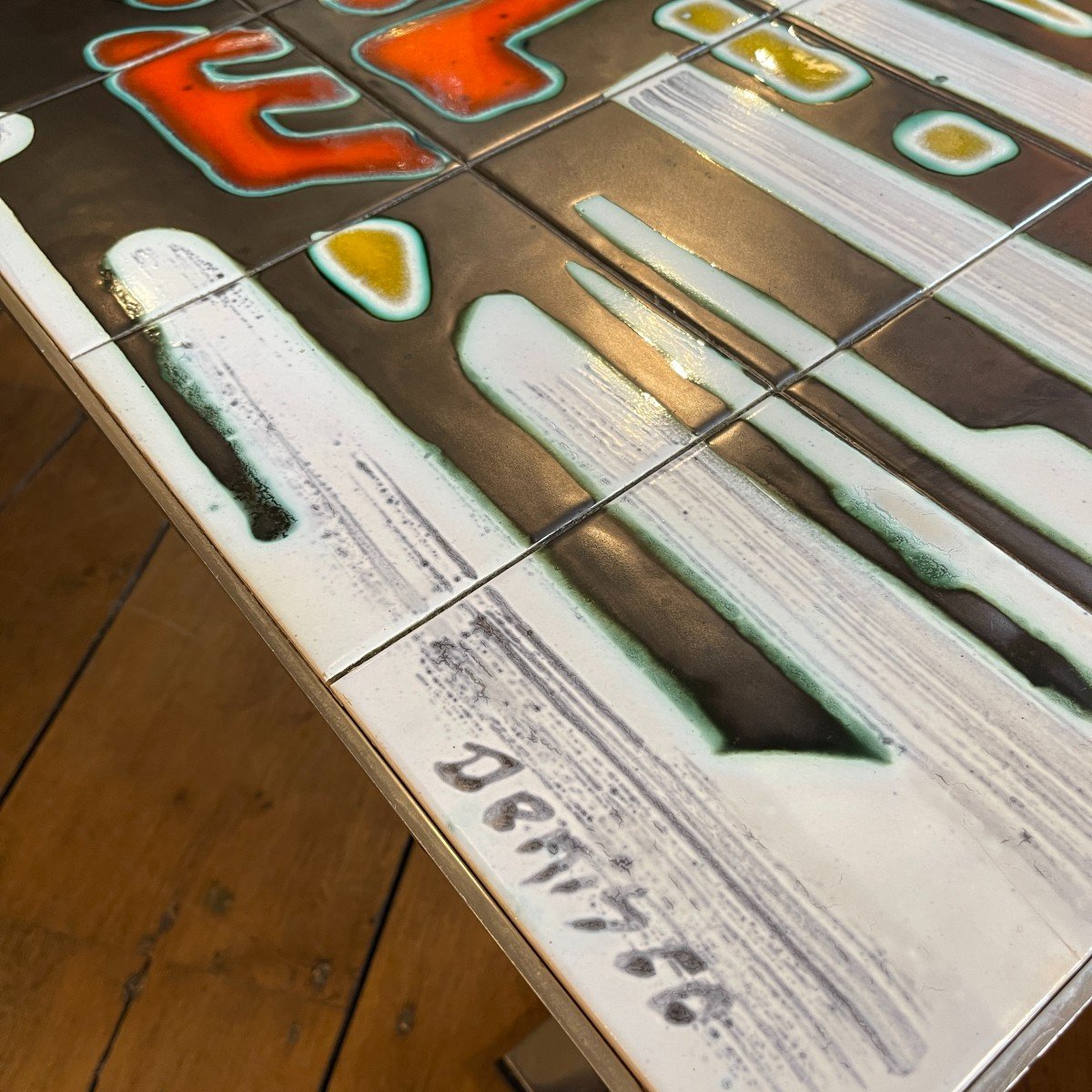 Antonio De Nisco, Ceramic Coffee Table, Chromed Metal, Abstract Design 1960s-photo-5