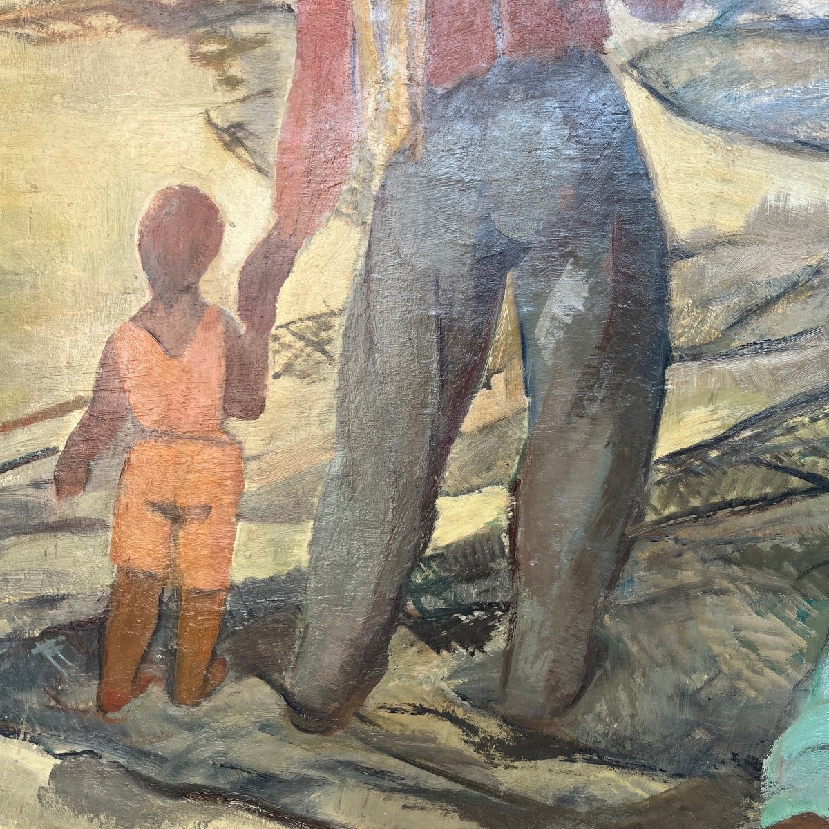 Flory Roland "retour De Pêche" Peinture, Huile Sur Panneau, Ca 1945-photo-2
