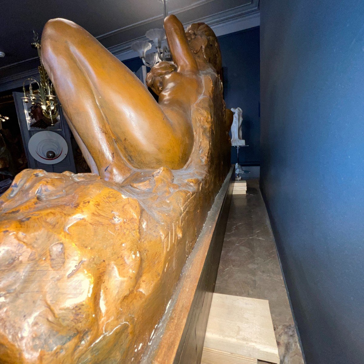 Jef Lambeau (attr) 'bacchantes' Sculpture 127cm, Femmes Nues & Fruits, Ca 1900-photo-7