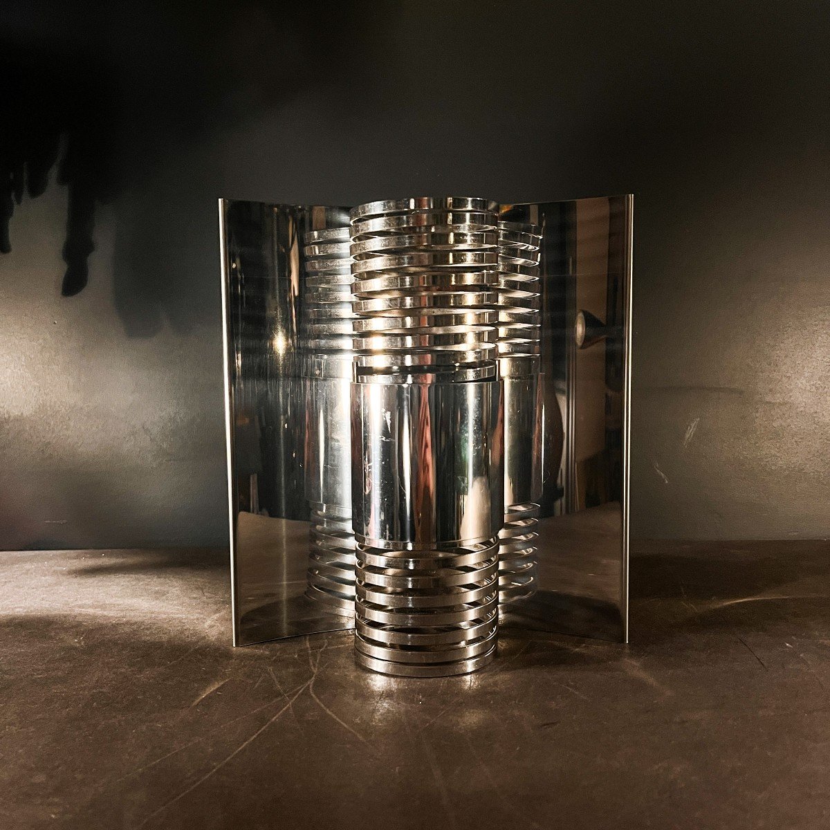 Pair Of 'spiral / Spring' Sconces Wall Lights, Chromed Steel, Space Age / Optic Art, Ca 1970-photo-2