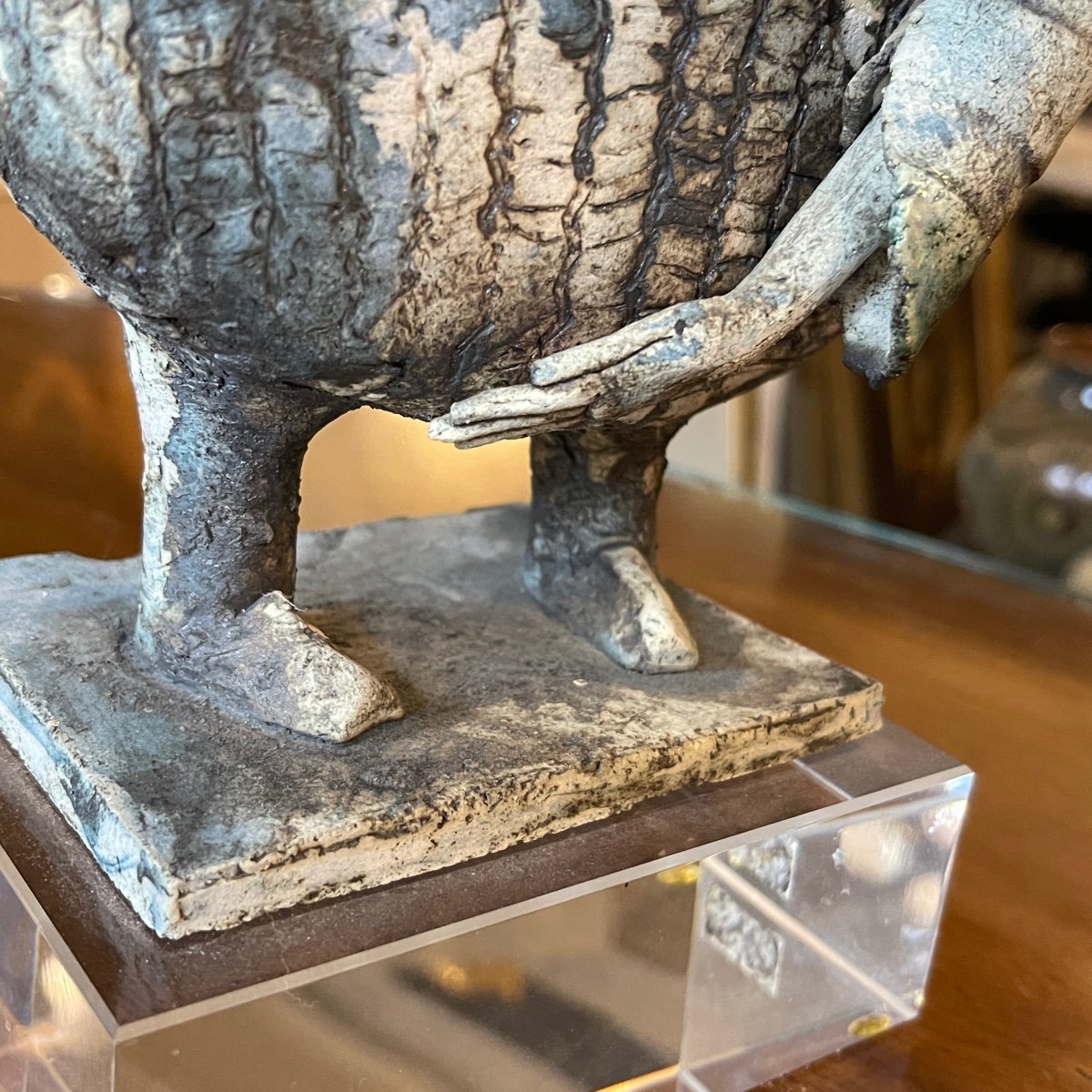 KLARA REYNDERS ' Le Guerrier ' sculpture en céramique, émail et dorure, vers 1987-photo-6