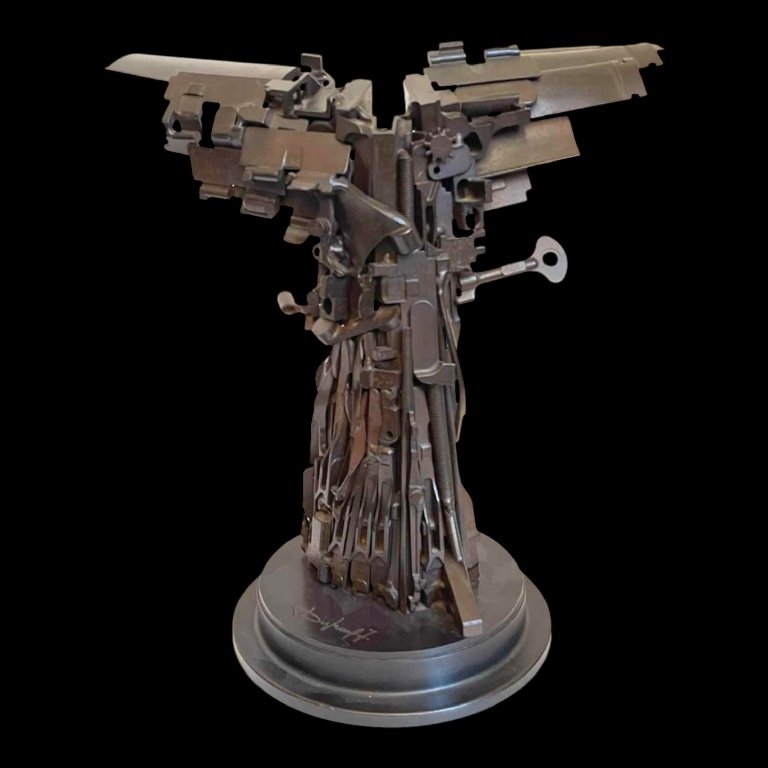 Jacques Dufrane 'la Victoire De Samothrace' Sculpture Brutaliste En Acier Soudé, Ca 2000
