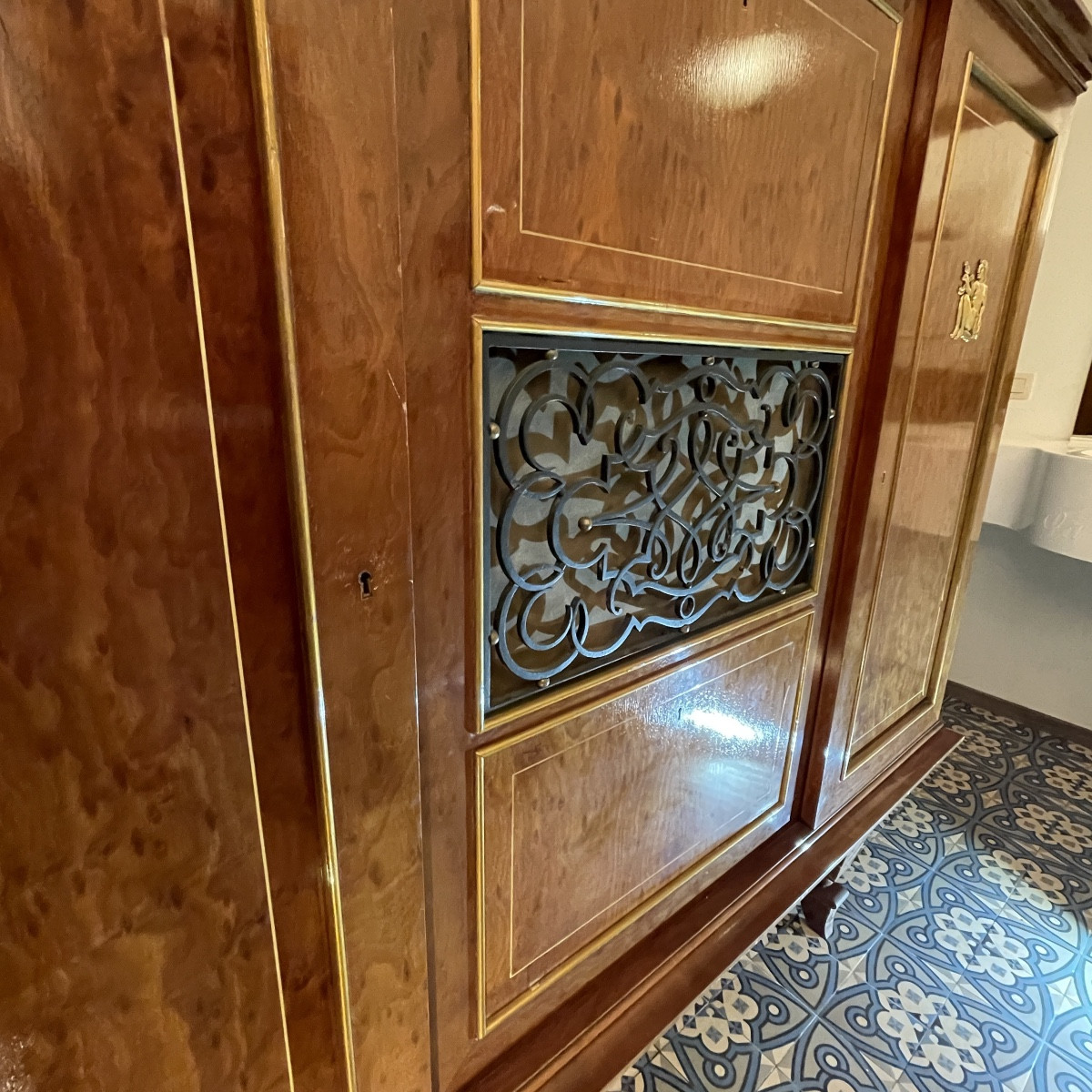 Meuble Dressoir Ou Bar Art Déco, Divers Placages, Bronze Et Ferronneries, Ca 1930-1940-photo-4
