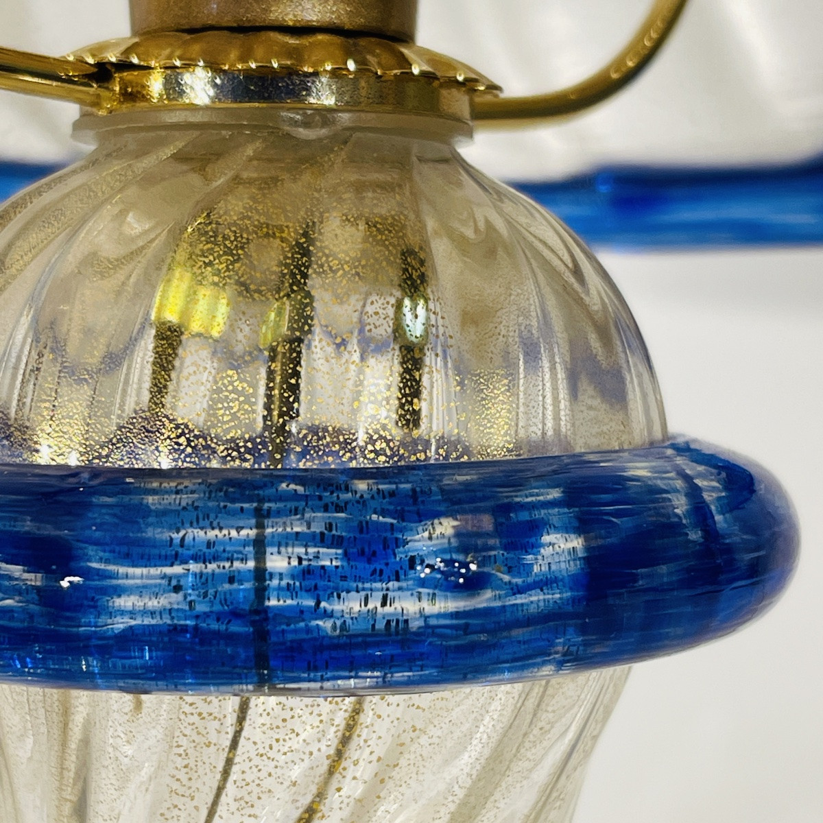Barovier & Toso In Murano, Pair Of Hollywood Regency 'mushroom' Lamps, Gold Glitter Glass, -photo-3