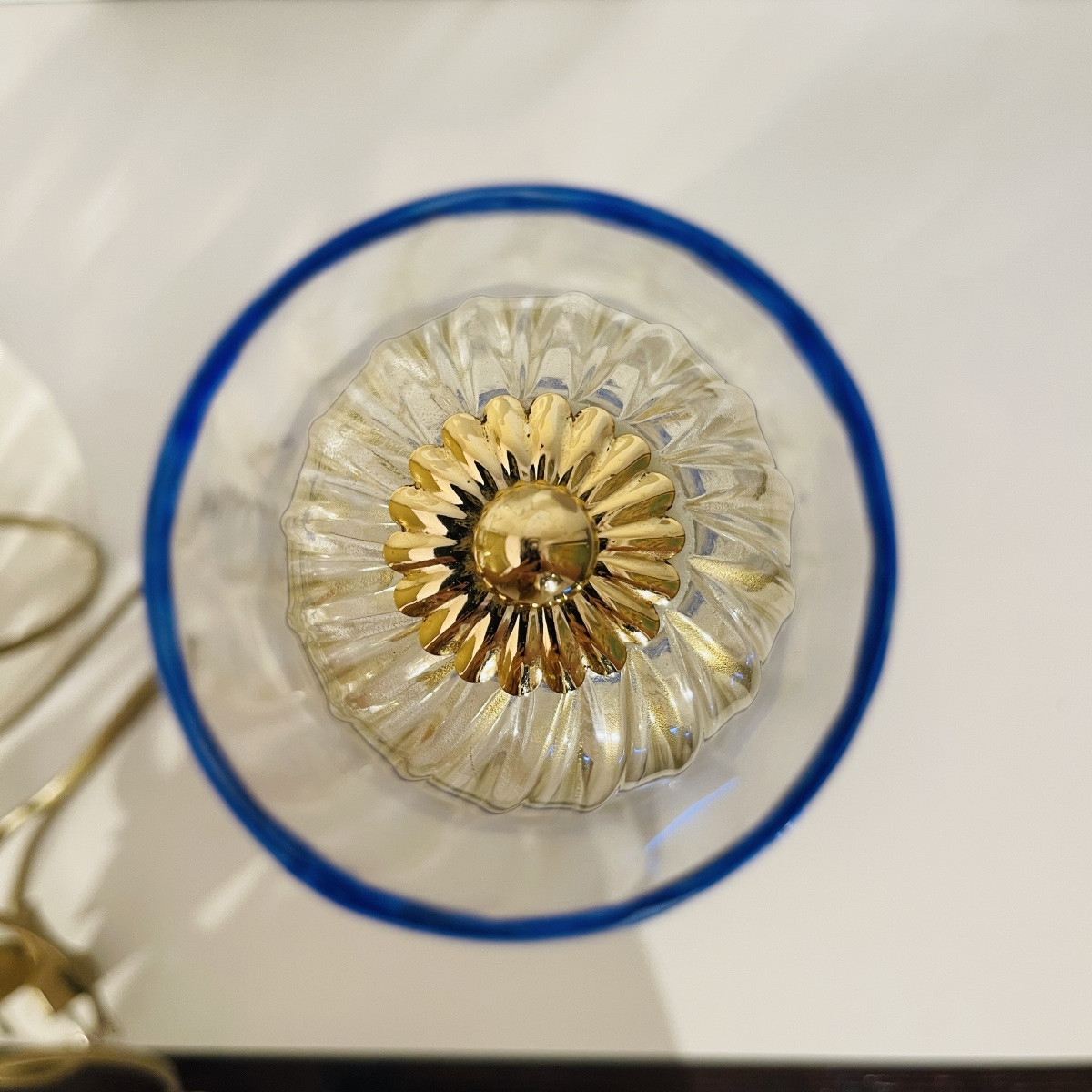 Barovier & Toso In Murano, Pair Of Hollywood Regency 'mushroom' Lamps, Gold Glitter Glass, -photo-5