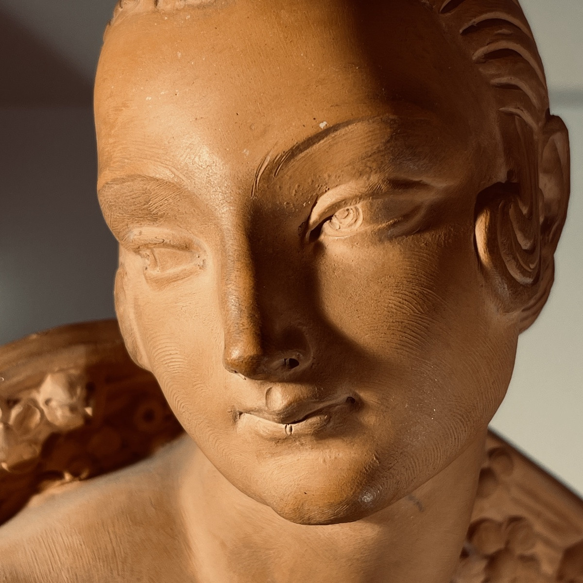 Joe Descomps Cormier 'femme Nue Agenouillée Au Drapé" Sculpture Art Déco En Terre Cuite, 1910-photo-3