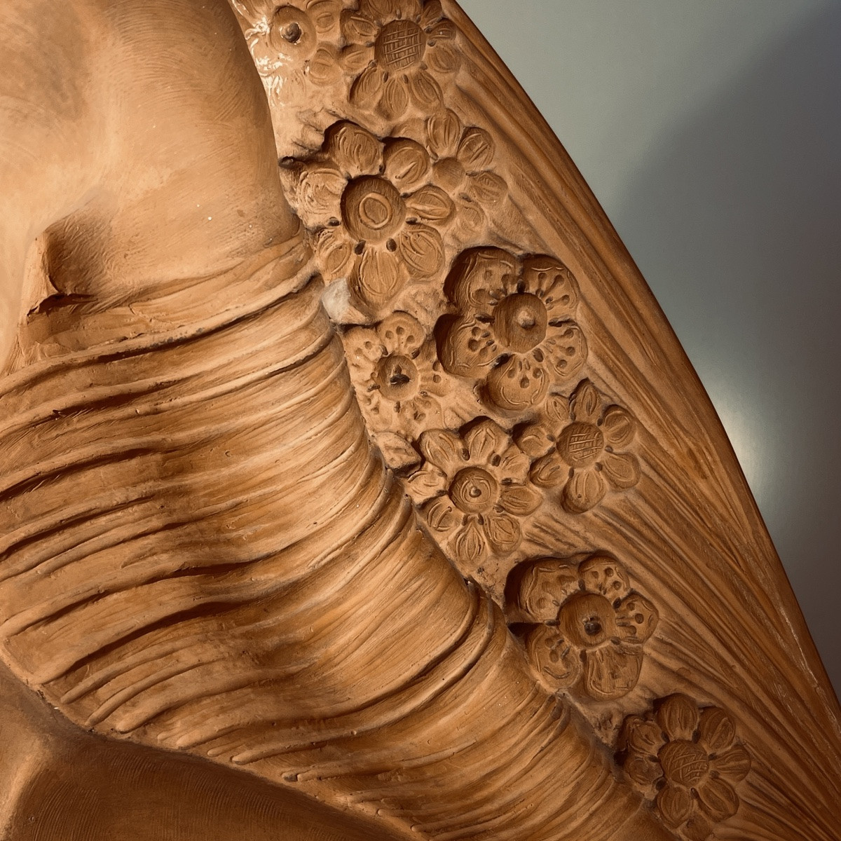 Joe Descomps Cormier 'femme Nue Agenouillée Au Drapé" Sculpture Art Déco En Terre Cuite, 1910-photo-4