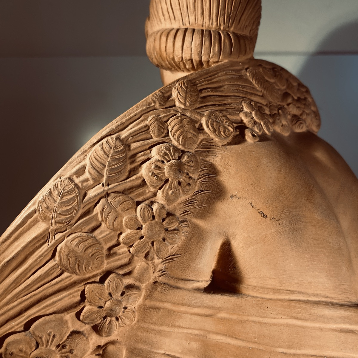 Joe Descomps Cormier 'femme Nue Agenouillée Au Drapé" Sculpture Art Déco En Terre Cuite, 1910-photo-4