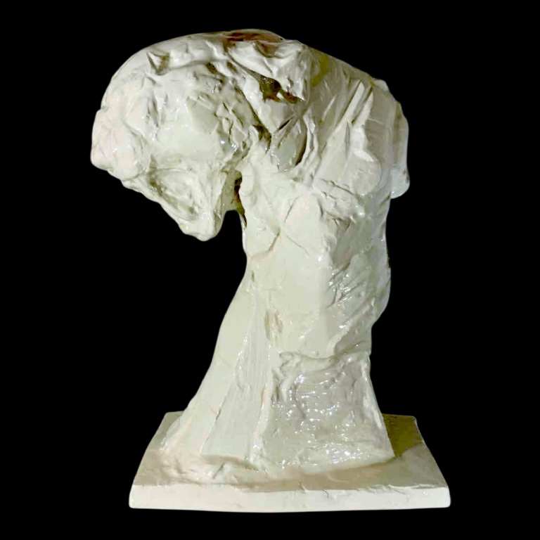 Patrick Villas / Royal Boch 'panther Bust' Art Deco Style, White Ceramic Sculpture
