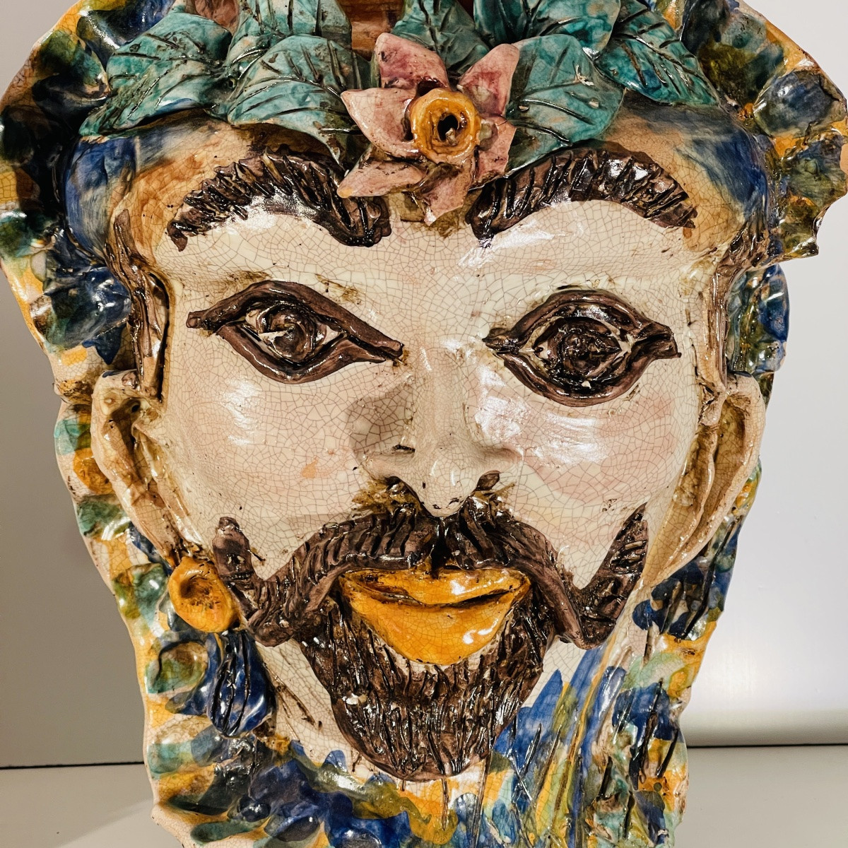 Caltagirone Sicilia "moor's Head" Ceramic (clay) Planters Vases, Italy Mid 20th Century -photo-4